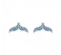 Stud Earrings Blue Zircon Tiny Earrings for Women Wedding Shine Jewelry
