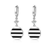 Stud earrings Drop Dangle earring Silver Hoop Earrings For Women Fashion Black White Stripe Round Earring Lady Party Jewelry wedding Birthday gifts for women