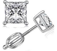 Stud Earrings for Men Women Diamond Stud Earring Mens Square Cubic Zirconia Men Diamond Earring Square Screw Earrings for Women Mens 6mm