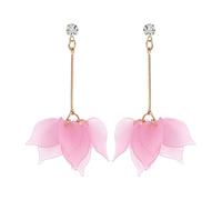 Stud Earrings for Women 1 Pair Gold Tropical Flower Acrylic Flower Drop Dangle Elegant Bohemian Boho Cute Earring Set Pack Aesthetic Jewelry Plastic Colorful Petal Earrings (One Size)