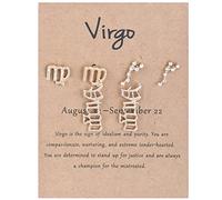 Stud Earrings for Women 12 Constellation Letter Constellation Old-English Three Gift Birthday Zodiacs Of Exquisite Layer Zodiacs Jewelry Earings Sign Horoscopes Pairs Earrings (F, One Size)