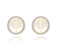 Stud Earrings for Women and Girls,Celtic Tree of Life Anti-allergy Earring Gold or Silver Plated Drop Earring with Crystal (Gold Plated)