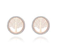 Stud Earrings for Women and Girls,Celtic Tree of Life Anti-allergy Earring Gold or Silver Plated Drop Earring with Crystal (Rose Gold Plated)