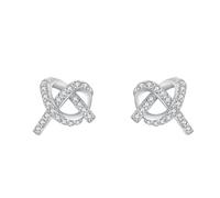 Stud Earrings For Women, Hear Knot with Lab Created Diamond Earrings9K White Gold