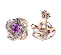 Stud Earrings For Women Love Knot Geometric Statement Dainty Prom Small Hoops Thin (Purple, One Size)