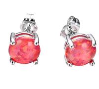 Stud Earrings for Women Opal Four-claw Sterling Silver Hypoallergenic Dainty Statement Daily Birthday