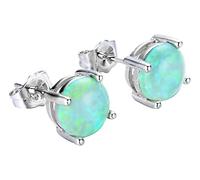 Stud Earrings for Women Opal Four-claw Sterling Silver Hypoallergenic Dainty Statement Daily Birthday