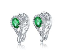 Stud Earrings, Green Stud Earrings Teardrop Geometric Hollow with Zircon 12X20mm for Women Anniversary Jewelry Popular