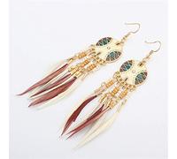 Stud Earrings,Vintage Feather Earrings Disc Tassel Earrings Dance Clothing Accessories Ethnic Wind Earrings Dream Catcher brown