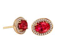 Stud Earrings Women, 18K Rose Gold Earrings For Women 1.2ct/2ct Tourmaline Oval Shape Earrings Rose Gold