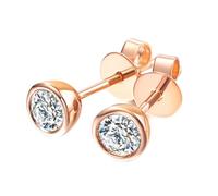 Stud Earrings Women, Funky Earrings for Women Simple with 0.06ct Round-Shape Diamond 14K Rose Gold