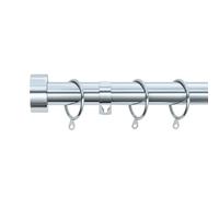 Stud End Extendable Curtain Pole (25/28mm) (Nickel,180cm - 340cm) | Heavy Duty Metal Extendable Curtain Pole, 25/28MM Diameter, Rings & Fittings Included for Bedrooms, Lounges and Living Rooms