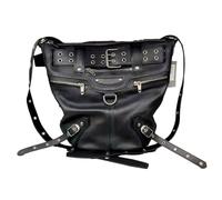 Studded Leather Purse - Black Goth Shoulder Bag, Edgy Bucket Cross body with Metal Hardware | Spacious Tote for Daily Use, Casual Outfit Accessories for Women Alternative Grunge Aesthetic Fashion