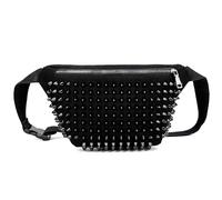 Studded Messenger Bag Purse, Unisex Rivet Sling Crossbody Backpack, Punk Casual Style, Black, Punk