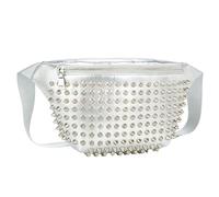 Studded Messenger Bag Purse, Unisex Rivet Sling Crossbody Backpack, Punk Casual Style, Silver, Punk