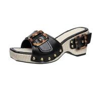 Studded Sliders Womens Ladies Block Heel Sliders Slip On Wedge Sandals Adjustable Buckle Straps Espadrille Style Sandals Elegant Outings Slides Summer Open Toe Slides For Wedding Party