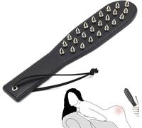 Studded Spanking Paddle for Adult BDSM, Slut Paddle Sex Play with Safe Single Sided Rivets, Adult Sex Leather Paddle Flogger Spanking with Unique Design for Couples Flirt Play Fetish Cosplay (Black)