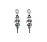 Studded Spike Dangle Earrings for Women Punk Gothic Metal Chain Drop Earrings with Pyramid Studs, Silver Tone Fashion Statement Jewelry