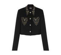 Studded Wool Crop Jacket- female- Versace- Light Jackets- Black- S- Jackets S