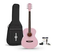 Student Acoustic Guitar & Accessory Pack by Gear4music, Pink | Full-Size Acoustic with Gig Bag Strings and Tuner, Basswood for Bright Balanced Tones, Comfortable C-Shaped Neck, Pink