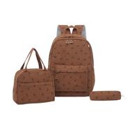 Student Backpack For Season Three Piece Combination With Large Capacity Double Shoulder Back Design And Functional Lunch (Brown, One Size)