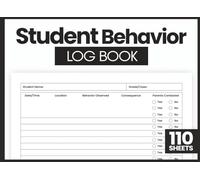 Student Behavior Log Book: Daily Student Communication Log for Teachers and Parents, Classroom Behavior And Incident Tracking Notebook