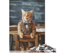 Student Cat Licks Lips Jigsaw Puzzles Puzzle for Adults Kids. 1000 Piece Impossible Challenge Toy Educational Games Home Decoration for Educational Games Gifts 1000pcs (40x28cm)