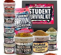 Student Cookbook & Spices Kit by Cinder & Squatch - Student Survival Kit with 9 Spices & Cookbook | Complete Set For Students | 200 Recipes