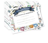 Student Council Certificates (Pack of 6) | Student Council Awards, 8.5 x 11 Recognition Certificates for Leadership, Campaign Items & End-of-Year Awards (Watercolor)