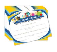 Student Council Certificates (Pack of 6) | Student Council Awards, 8.5 x 11 Recognition Certificates for Leadership, Campaign Items & End-of-Year Awards (Colorful)