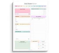 Student Daily ADHD Planner A4 | 50 Sheet Undated Study Planner Pad, Guided Daily Task & Pomodoro Tracker, Neurodivergent Focus Planner with Brain Dump, Schedule, Priorities, Habits & Mood Tracker