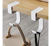 [Student Desk Hook] 2pc Five-Figure School Bag Hook Student Desk Side Hanging Bag Artifact Free Desk Detachable Mobile Bag Hook, Utility Hooks (One-Size,White)