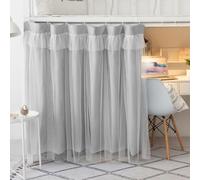 Student Dormitory Bunk Blackout Bed Curtain Privacy Dustproof Mosquito Beds Curtains Mosquito Protection Canopy Net Moveable Curtain Shading Nets for Single Bed Bottom and Top 1.5 x 2m (Grey)