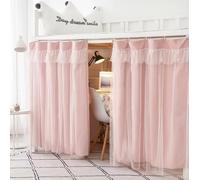 Student Dormitory Bunk Blackout Bed Curtain Privacy Dustproof Mosquito Beds Curtains Mosquito Protection Canopy Net Moveable Curtain Shading Nets for Single Bed Bottom and Top 1.5 x 2m (Pink)
