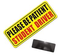 Student Driver Car Magnet New Drivers Sticker Safety Warning, Reflective Novice Driver Sticker Please Be Patient Student Driver Sign Decal for Removable Exterior Accessories 9x4 Inches