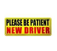 Student Driver Car Magnet | Please Be Patient Student Driver Decal - 9x4 Inches Removable New Drivers Sticker Safety Warning Magnetic Reflective Bumper Sticker for Car