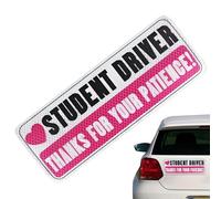 Student Driver Magnet, Car Safety Sticker, Reflective Warning Sign with Reusable Design, Driver Alert Magnet with Thanks for Your Patience Message, New Sticker for Teens, Vehicles, Cars, Safety