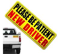Student Driver Magnet - Reflective Decal Please Patient, Safety Magnets for Vehicles with Yellow Text, Reusable Warning Decals | Warning Sticker