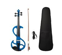 Student Electric Violin 4/4 Electric Mute Violin Bow Case Cable Beginner Blue Fiddle
