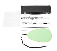 Student Flute Instrument White Copper, 16 Keys C Flute, Ergonomic G Key Offset for Beginner and Adult - Professional Craftsmanship, Durable Design, Ideal for Lessons and
