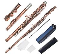student flute Musical Instrument 16 Closed Holes Flute C Key Professional Transverse Flute With Box Accessories (Color : Antique Copper)
