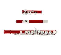 student flute Red 16-Hole Flute With E Key Woodwind Instrument C Tone Nickel-plated Silver Key Cupronickel Flute With Music Case