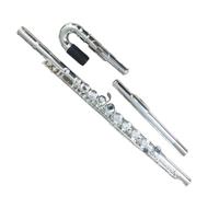 student flute Silver Plated C Flute W Straight Curved Head Joints 16 Open Hole
