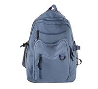 Student Large Capacity Cargo Backpack Solid Color Multi Layer Pocket Schoolbag Child Backpack Leash (Blue, One Size)