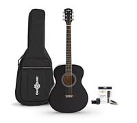 Student Left Handed Acoustic Guitar & Accessory Pack by Gear4music, Black | Left-Handed Full-Size Acoustic with Gig Bag Strings and Tuner, Basswood for Bright Balanced Tones, Comfortable C-Neck, Black