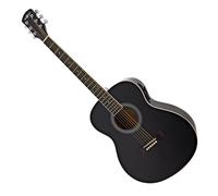 Student Left Handed Electro Acoustic Guitar by Gear4music, Black | Built-In Preamp with 3-Band EQ, Basswood Body for Bright Balanced Tone, Comfortable C-Shaped Neck for Beginners