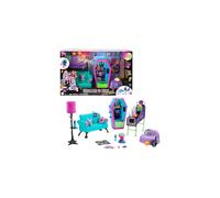 Student Lounge Playset, Doll House Furniture and Themed Accessories with Two Pets and Working Vending Machine