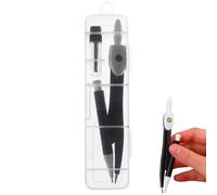 Student Math Geometry Compass - Portable Drafting Compass Set, Anti Slip Handle Design + Spare Lead Refills, Black and White Modern Finish + Compact Size, Reinforced Polymer Synthetic Hardware - for S
