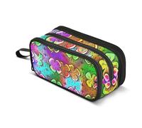 Student Pencil Pouches Zipper Pencils Case Cute Pen Pouch for Girls College Middle School Office Supplies Colorful Shamrock Clover Leaves Pencils Storage Bags 8.86x3.54x4.33in