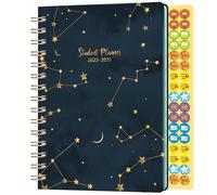 Student Planner 2025-2026 - Academic Diary 2025-2026 Runs from August 2025- July 2026, 15.4 x 21.3 CM, Spiral Planner, Monthly Tabs, Back Pocket, Elastic Closure - Navy Blue